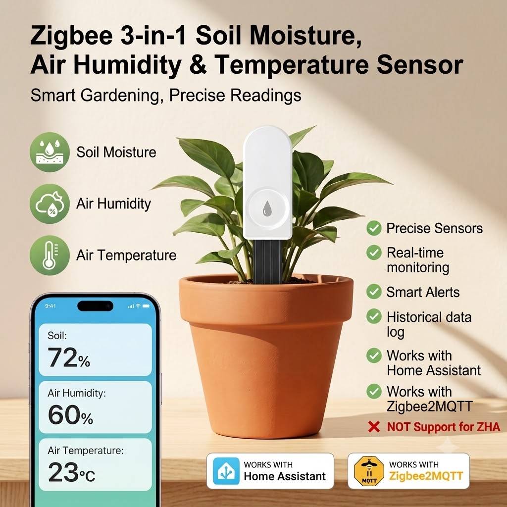 Plant Parent App - Capteur d'humidité du sol intelligent ZigBee,