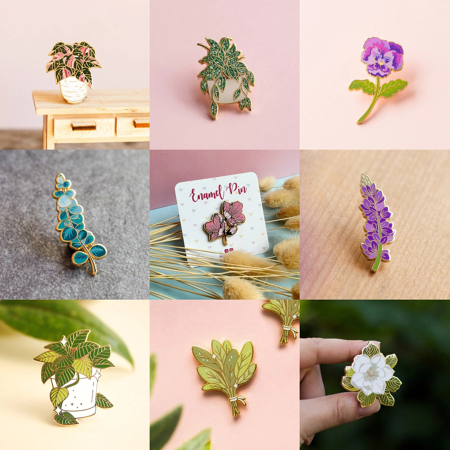 Philodendron Pink Princess - Broches en émail princesse rose Philodendron,